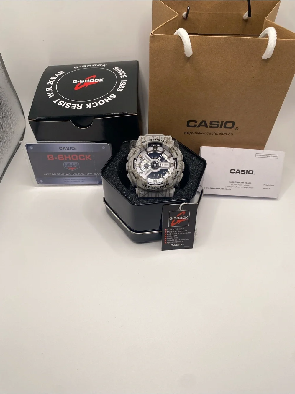 Casio G-Shock Men's White and Gray Camouflage Digital-Analog Watch